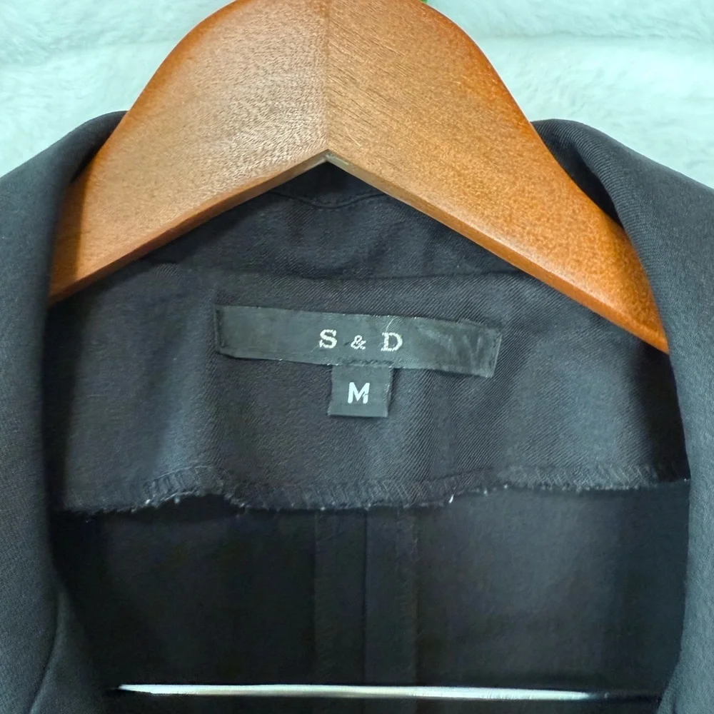 S & D Black blazer overcoat Coat Size M Blazer Jacket fitted tailored